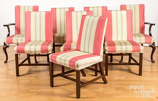 Set of Eight Georgian style mahogany dining chairs