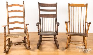 Three country rocking chairs, 19th c.