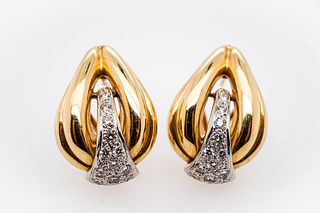 14K Yellow Gold Diamond Earrings 