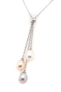 18K White Gold Pearl Drop Necklace