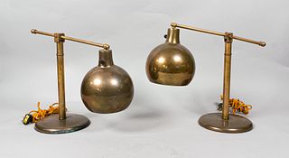 Pair of Industrial Modern Brass Lamps