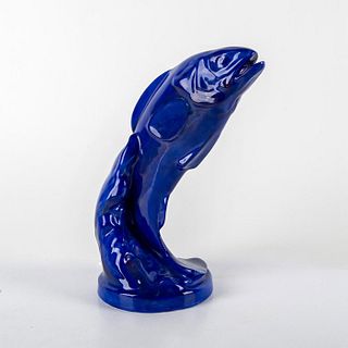 Royal Doulton Leaping Salmon Figure in Blue Glaze