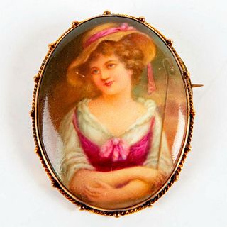Royal Doulton Leslie Johnson Porcelain Brooch, Woman