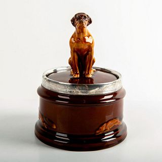 Royal Doulton Kingsware Lidded Round Tobacco Jar, Foxhound Seated
