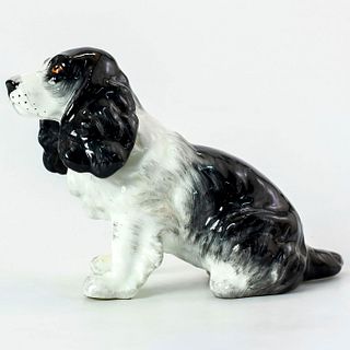 Vintage Dog Figurine, Black and White Cocker Spaniel