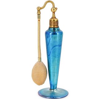 Steuben De Vilbiss Blue Aurene Perfume Bottle With Atomizer