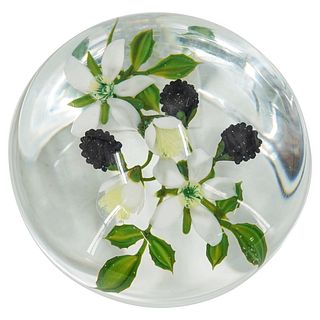 Paul Stankard (American, b 1943) Botanical Blackberry Glass Paperweight