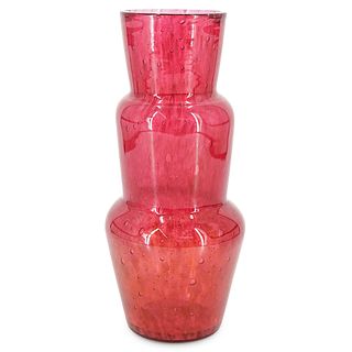 Steuben Three-Tiered Red Cluthra Vase