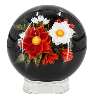 Rick Ayotte (American) Japanese Anemone Floral Paperweight