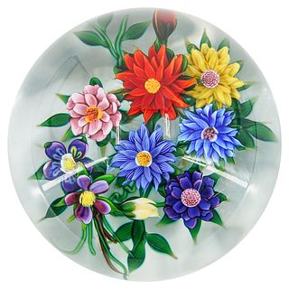 Debbie Tarsitano (Italian, 1921-1990) Magnum Floral Glass Paperweight