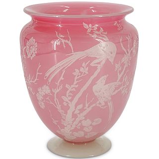 Steuben Rosaline Over Alabaster Vase