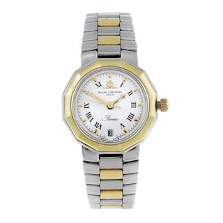 BAUME & MERCIER - a lady's Riviera bracelet watch. Stainless steel case with yellow metal bezel. Ref