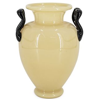 Steuben Ivory Mirror Black Vase