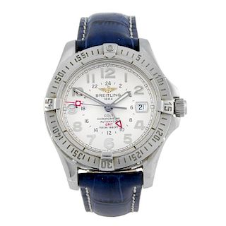 BREITLING - a gentleman's Aeromarine Colt GMT wrist watch. Stainless steel case with calibrated beze