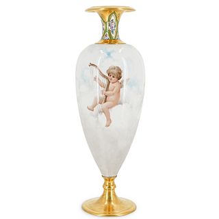 Antique French Limoges Porcelain Cherub Vase