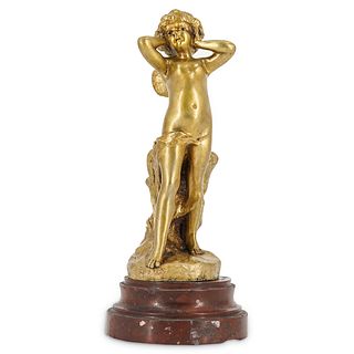 Henri Godet (French, 1863) Gilt Bronze & Marble Sculpture