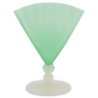 Steuben Green Alabaster Fan Vase