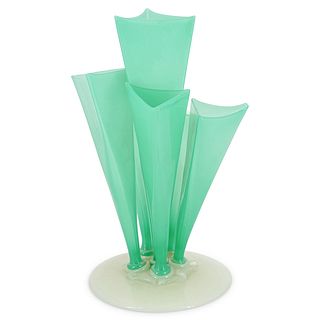 Steuben Jade Green Six Prong Vase