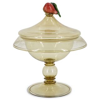 Steuben Covered Compote w/ Pear Finial