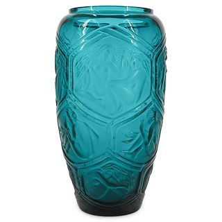 Lalique "Hesperides" Turquoise Blue Vase