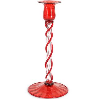 Steuben Gold Ruby And Clear Candlestick
