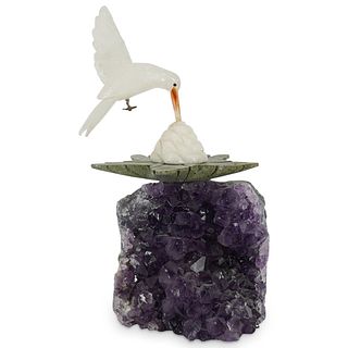 Semi-precious Stone Hummingbird Sculpture
