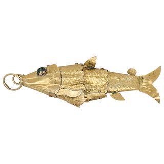 Chinese 14K Gold Articulated Fish Pendant