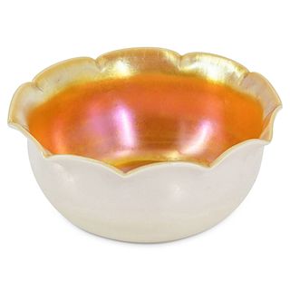 Steuben Gold Calcite Ruffle-Lipped Bowl