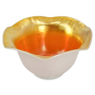 Steuben Gold Calcite Scalloped Bowl