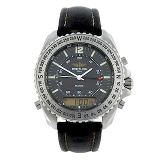 BREITLING - a gentleman's Navitimer Pluton wrist watch. Stainless steel case with calibrated bezel.