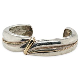 Art Deco 14k Gold and Sterling Silver Cuff