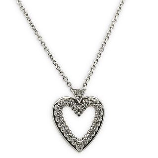 14k Gold and Diamond Heart Pendant Necklace