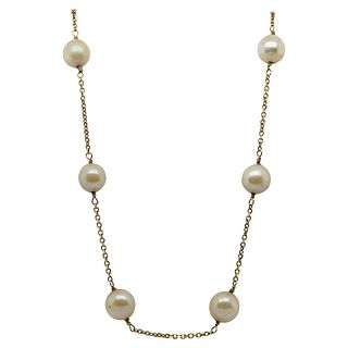 14k Gold and Beaded Pearl Necklace