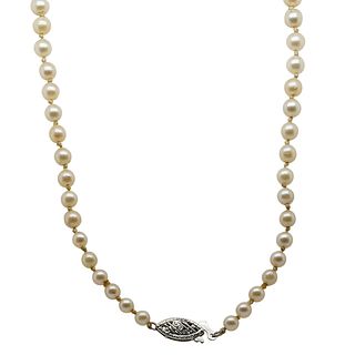 Art Deco 14k Gold and Beaded Pearl Necklace