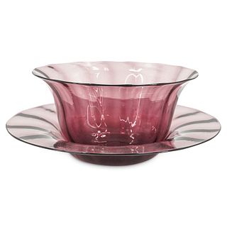Steuben Amethyst Finger Bowl With Underplate