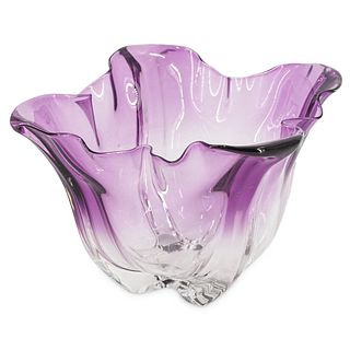 Steuben Colorless Grotesque Bowl With Amethyst Shading