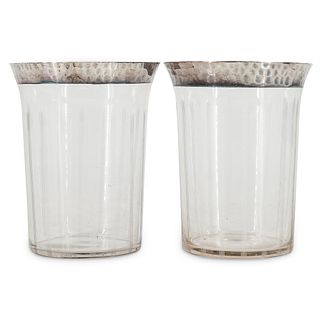 Pair of Hammered Sterling Mounted Glasses