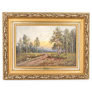 Signed Russian Landscape Oil Painting On Canvas