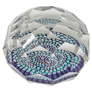Faceted Glass Millefiori Paperweight