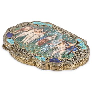 Italian 800 Silver and Enamel Compact Case