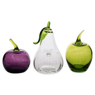 (3 Pc) Murano Fruit Glass Figures