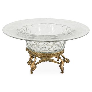 Duncan And Miller Glass & Bronze Console Bowl