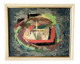 Vintage 1960s American Abstract Modernist Oil on Board Impasto Painting