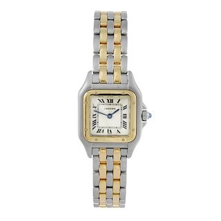 CARTIER - a Panthere bracelet watch. Stainless steel case with yellow metal bezel. Reference 1120, s