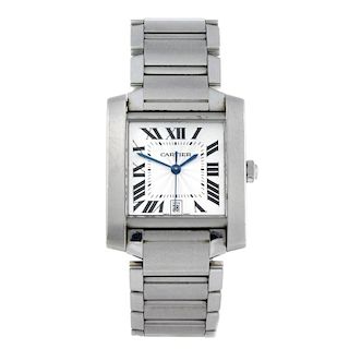 CARTIER - a Tank Francaise bracelet watch. Stainless steel case. Reference 2302, serial 523877MX. Si