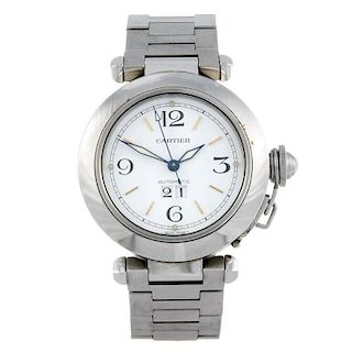 CARTIER - a Pasha de Cartier bracelet watch. Stainless steel case. Reference 2475, serial 101859PB.
