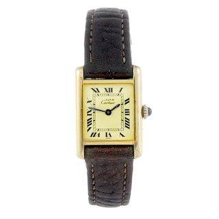 CARTIER - a Must De Cartier wrist watch. Gold plated silver case. Numbered 3 092476. Signed manual w