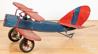 Painted wood and metal model airplane