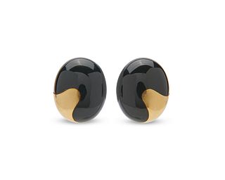 TIFFANY & CO., ANGELA CUMMINGS 18K Gold and Onyx Earrings