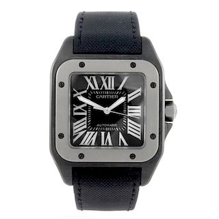 CARTIER - a Santos 100 wrist watch. PVD treated stainless steel case with titanium bezel. Reference